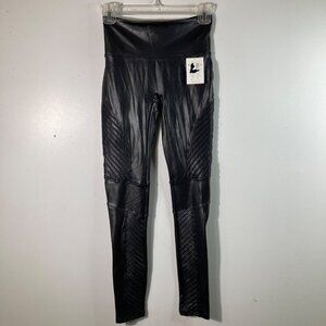 Womens Spanx Faux Leather Moto Leggings Black S NWT